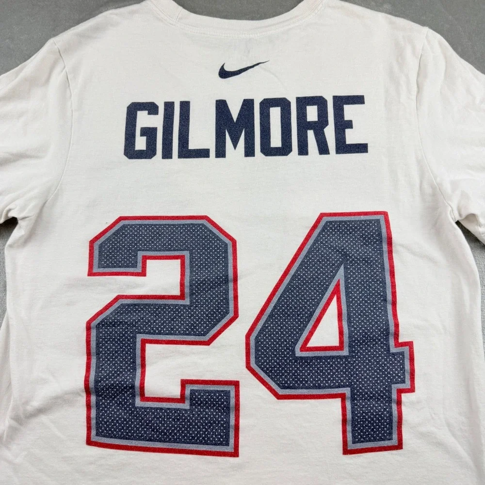 Nike New England Patriots Stephon Gilmore 24 White Graphic T-Shirt Men's Medium
